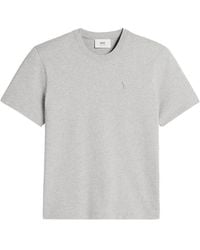 Ami Paris - Embroidered Logo Ribbed Neck T-Shirt - Lyst