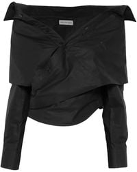 Balenciaga - Off-Shoulder Wrap-Style Blouse - Lyst