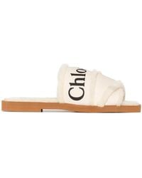 Chloé - Woody Logo-tape Flat Sandals - Lyst