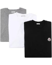 Moncler - Drie T-Shirts Met Logopatch - Lyst