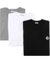 Moncler - Lot De Trois T-Shirts En Coton À Patch Logo - Lyst