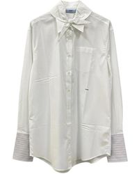Prada - Bow-Detail Long-Sleeve Blouse - Lyst