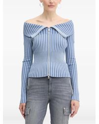 Guess - Striped Zip-Up Sweater - Lyst