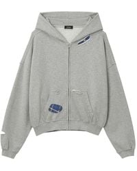 we11done - Distressed-Effect Zip-Up Hoodie - Lyst