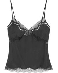 16Arlington - Clio Lace-Trim Stud-Embellished Blouse - Lyst
