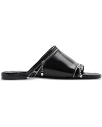 Burberry - Decorative-zip Flat Leather Sandals - Lyst