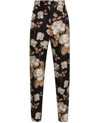 Dolce & Gabbana - Cotton-Blend Floral Trousers - Lyst