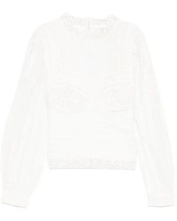 FARM Rio - Off- Long Sleeve Crochet Blouse - Lyst