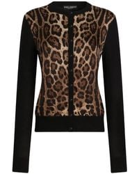 Dolce & Gabbana - Leo-Print Wool Cardigan - Lyst