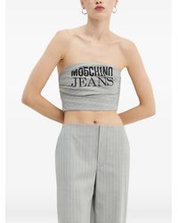 Moschino - Pinstripe-Pattern Logo-Print Bandeau Top - Lyst