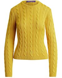 Ralph Lauren - Cable-Knit Silk Crewneck Sweater - Lyst