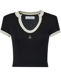Vivienne Westwood - Orb Embroidered Cropped T-Shirt - Lyst