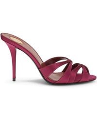 Saint Laurent - Crãªpe Satin Chandelle Mules Sandals - Lyst