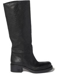 Miu Miu - Logo-Embossed Leather Boots - Lyst