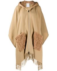 Moncler Shearling-trim Hooded Poncho - Multicolour