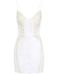 Elisabetta Franchi - Tulle And Gabardine Mini Dress With Embroideries - Lyst