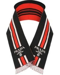 Prada - Striped Logo Scarf - Lyst