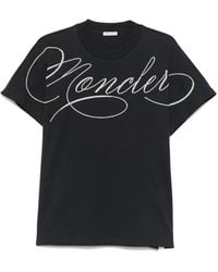 Moncler - T-Shirt With Embroidered Logo - Lyst