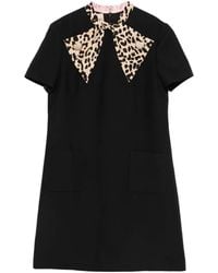 Valentino Garavani - Leopard-Bow Mini Dress - Lyst