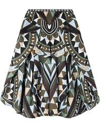 PUCCI - Zijden Broek Met Wijde Pijpen En Manuba-Print - Lyst