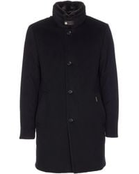 Moorer - Fur-Trimmed Buttoned Coat - Lyst