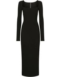 Dolce & Gabbana - Midi-Jurk Met Lange Mouwen En Vierkante Hals - Lyst