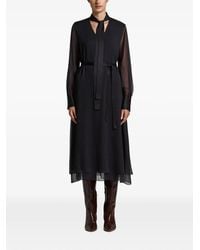 Peserico - Tie-Neck Belted Midi Dress - Lyst