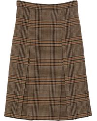Saint Laurent - Karierter Midirock mit Falten - Lyst