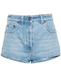 Prada - Shorts De Denim De Tiro Alto - Lyst
