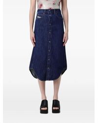 DIESEL - Button-Up Curved-Hem Midi Skirt - Lyst