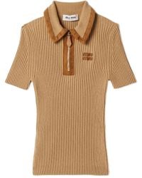 Miu Miu - Polo-Pullover Mit Gerippten Bündchen - Lyst