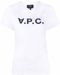 A.P.C. - Flocked Logo T-shirt - Lyst