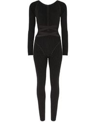 Manière De Voir - Knitted Two-Tone Jumpsuit With Belt - Lyst
