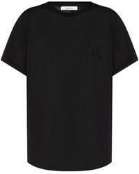 Max Mara - T-Shirt En Coton À Logo Brodé - Lyst