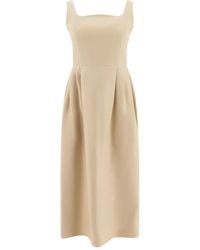 Sandbeige - Jurk Met Vierkante Hals - Lyst