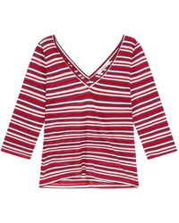 Maliparmi - Striped V-Neck T-Shirt - Lyst
