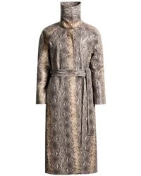 DUCIE - Tessa Python-Effect Leather Trench Coat - Lyst