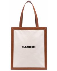 Jil Sander - Bolso shopper con ribete de cuero - Lyst