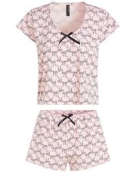 KARL LAGERFELD - Signature Bow-Detail Cotton Pajamas - Lyst