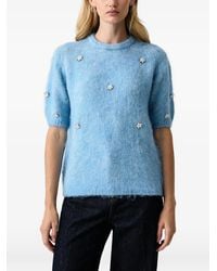 Silvian Heach - Crystal-Embellished Short-Sleeve Sweater - Lyst