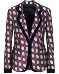 Emporio Armani - Checked Velvet-Trimmed Blazer - Lyst