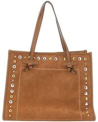 Gianni Chiarini - Marcella Studded Stitched Suede Shoulder Bag - Lyst