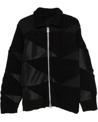 Sacai - Patchwork Cable-Knit Cardigan - Lyst