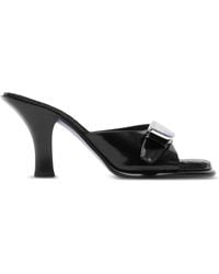 Burberry Tb Leather Sandals in Black | Lyst