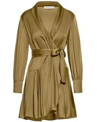 Zimmermann - Silk Wrap Mini Dress - Lyst