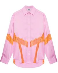MSGM - Lace Panel Shirt - Lyst