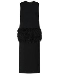 Loulou de Saison - Sonia Feather-Trim Midi Dress - Lyst