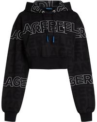 Karl Lagerfeld - Felpa Con Cappuccio Crop - Lyst
