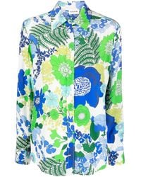 P.A.R.O.S.H. - Floral-print Silk Shirt - Lyst