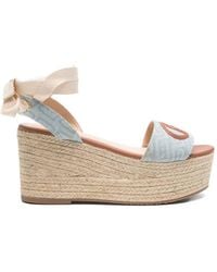 Liu Jo - Logo-Patch Wedge Sandals - Lyst